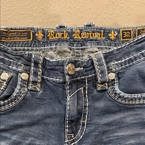 Rock Revival Dark Blue Denim with White Stitching